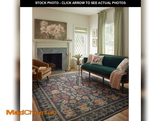 Lot 74-12785811 - Loloi Rifle Paper Co. Rosa Collection RSA-01 Black 5'-0" x 7'-6" Area Rug - USED