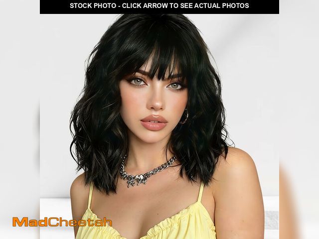 Lot 74-14209785 - iAelev Black Wigs for Women 16 Inch Charming Wig with Bangs for Women Shoulder Length Natural Wavy S...