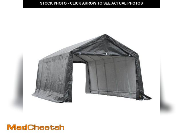 Lot 74-13037145 - Outsunny 12 ft. x 20 ft. x 9 ft. Grey Roof PE Carport Canopy Tent with Durable Construction and A Si...