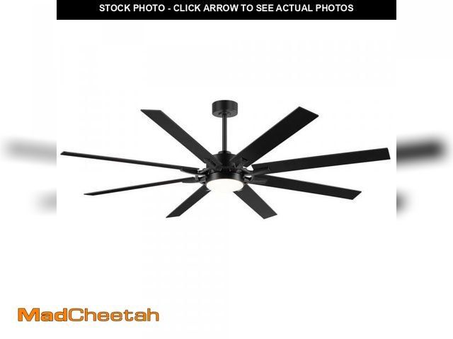 Lot 74-12471733 - Breezary Gorya 72 in. (6 ft.) Industrial Windmill Black Ceiling Fan with Color-Changing LED Light, D...