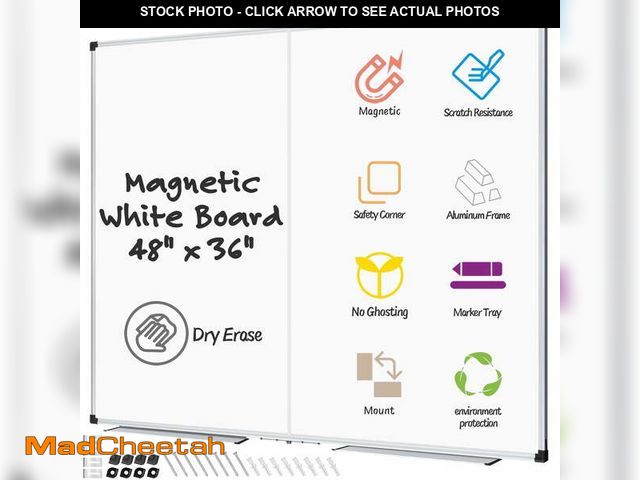 Lot 74-12799993 - AGCAN Magnetic Dry Erase Board 4'x3' Foldable Whiteboard 48" x 36" Large Magnet Board Kid - USED