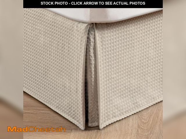 Lot 74-12118242 - MIYE Pleated Waffle Weave Bed Skirt, Tailored Dust Ruffle 14 Inch Drop Easy Fit, Machine Washable (C...