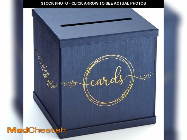 Lot 74-14145385 - Blue &amp; Gold Card Box, Large 10Ã¢â¬Â Navy Gift Card Box for Party, Graduation, Wedding Receptio...