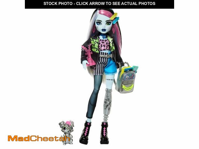 Lot 74-13717687 - Monster High Frankie Stein Doll in Denim Jacket and Shorts, Includes Pet Dog Watzie and Accessories ...