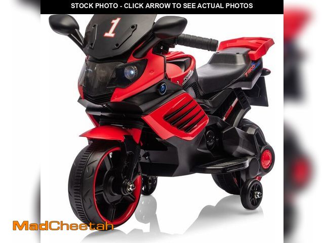 Lot 74-12828651 - 6V Kids Motorcycle, Electric Ride On Car Toy with Training Wheels, Working Headlight, Horn &amp; Mus...