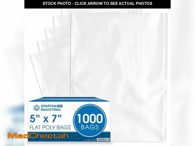 Lot 74-14056055 - 5" X 7" Open-End Flat Plastic Poly Bags (1000 Count) - 1.1 Mil Clear Bags for Shipping, Packaging, S...