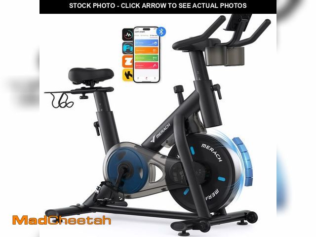 Lot 74-12784984 - (MISSING HARDWARE) Merach Exercise Bike, Brake Pad/Magnetic Stationary Bike with Exclusive App, Low ...