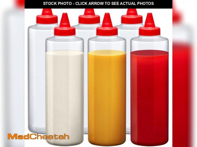 Lot 74-11546207 - Amazing Abby 24-Ounce Plastic Squeeze Bottles (Set of 6), Reusable Condiment Bottles, BFA-Free, Dish...