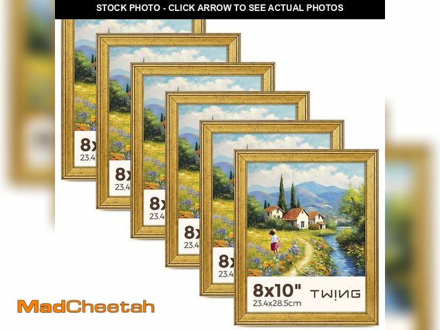 Lot 74-13549569 - TWING 8x10 Gold Picture Frames Set of 6,Rustic Gold Frames Display Pictures 5x7 with Mat or 8x10 wit...
