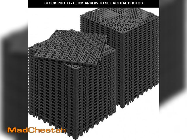 Lot 74-12098604 - VEVOR Interlocking Tile 55PCS Black, Drainage Tiles 12" x 12" Splicing, Soft PVC Interlocking Draina...