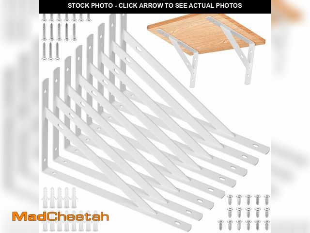 Lot 74-13953617 - qiwuhai 8 Pcs Heavy Duty Shelf Brackets, Floating Metal Shelf Brackets, White, 11.81 x 7.48 Inch, Wa...