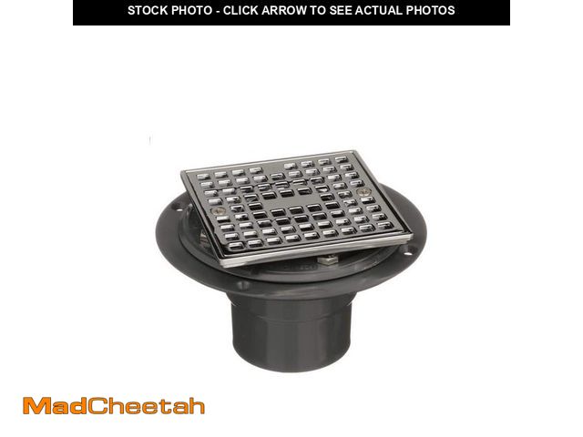 Lot 74-12663768 - Oatey Round Gray PVC Shower Drain with 4-3/16 in. Square Screw-In Chrome Drain Cover - USED