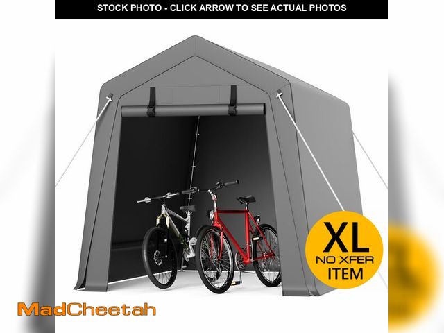 Lot 74-12689802 - (MISSING HARDWARE) Garvee 6 ft x8 ft Outdoor Portable Storage Shed, Waterproof &amp; UV-Resistant Ga...