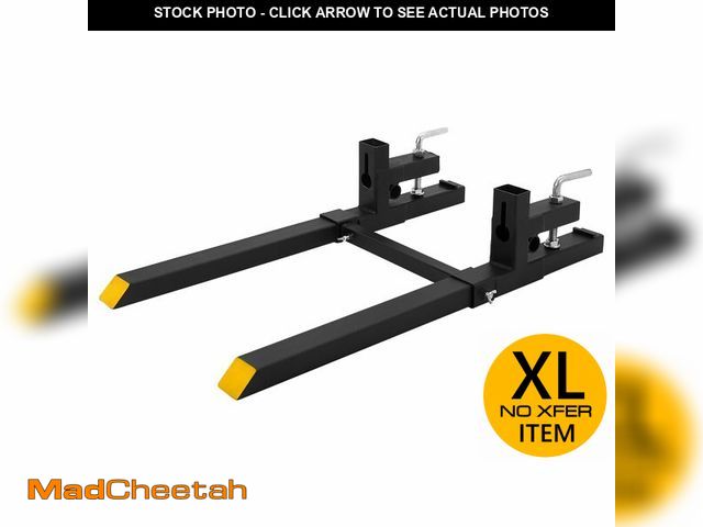 Lot 74-12271887 - Garvee 60" 4000lbs Clamp on Pallet Forks Heavy Duty Tractor Forks with Adjustable Stabilizer Bar Qui...