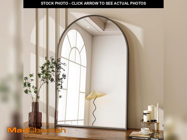 Lot 74-12514555 - BEAUTYPEAK 24"x 36" Bathroom Mirror Wall Vanity Arched Mirror, Black - UNUSED