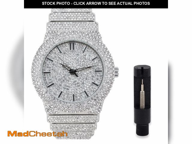 Lot 74-14211244 - MenÃ¢â¬â¢s Fully Iced Out Diamond Simulate Quartz Watch Ã¢â¬â Includes Watch Adjustment Tool - ...