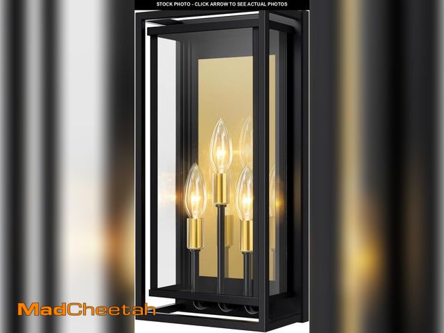 Lot 74-12191071 - Redluck Large Outdoor Wall Lantern 3-Light, 15" Large Outside Sconce, Modern Black Wall Light Fixtur...