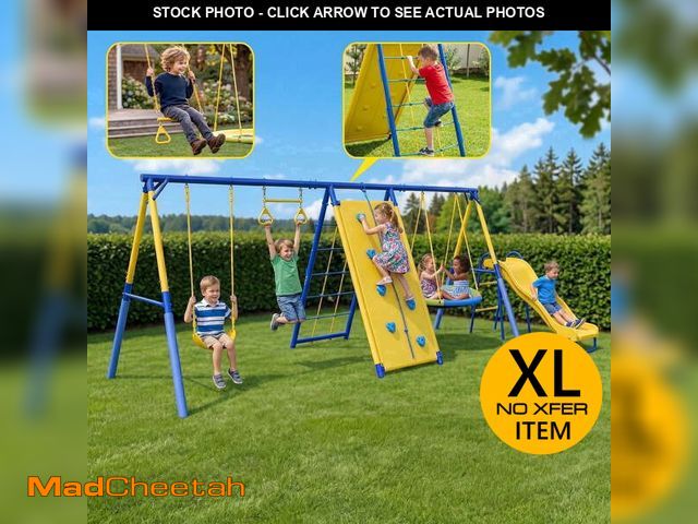 Lot 74-14438284 - 6 in1 Metal Swing Sets,Gardwin Heavy-Duty Outdoor Swing sets for Backyard,Playground,Outside Toys wi...
