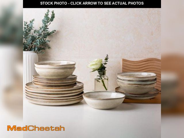 Lot 74-12525149 - AmorArc Ceramic Dinnerware Sets,Handmade Reactive Glaze Stoneware Plates and Bowls Sets,Highly Scrat...