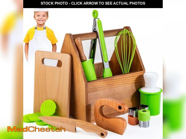 Lot 74-11552255 - Kids Cooking &amp; Baking Set with Storage Case, Montessori Kitchen Tools Set for Toddlers with Chef...