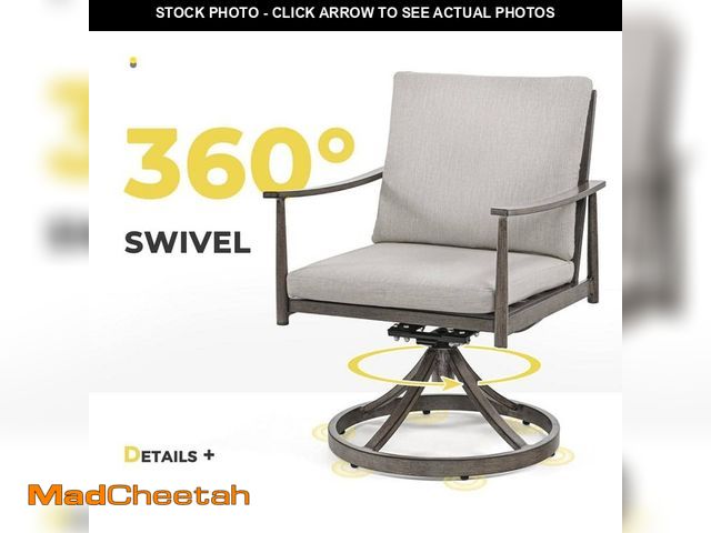 Lot 74-13821542 - ChillPavilion Sunset Retreat Aluminum Outdoor Patio Dining Swivel Chairs with Light Gray Cushions (2...