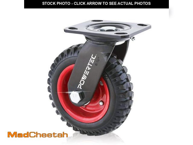 Lot 74-12311822 - POWERTEC 6 Inch Caster Wheels, Heavy Duty Swivel Plate Casters with Rubber Knobby Tread for Workbenc...