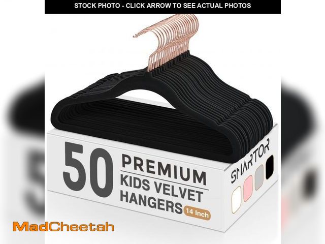 Lot 74-11556738 - Smartor Kids Velvet Hangers 50 Pack, 14'' Inch Premium Non Slip Kids Felt Hangers for Closet, Space ...