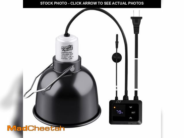 Lot 74-14152271 - Reptile Heat Lamp Fixture with Dimming Thermostat - 5.5'' Light Dome with PID Thermostat, for Cerami...