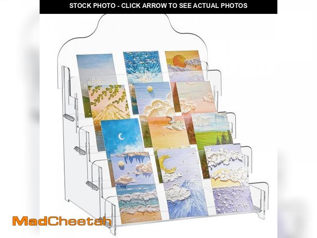 Lot 74-12310055 - Menkxi 4 Tier Greeting Card Display Stand 12 x 10 x 14 Inch Clear Acrylic Sticker Organizer Rack for...