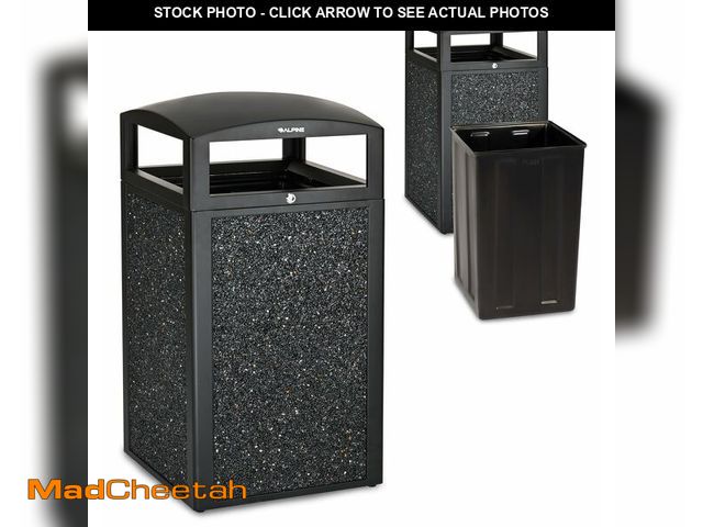Lot 74-14610773 - Alpine Outdoor Commercial Trash Can with Lid - 40 Gallon Heavy Duty Metal Garbage Can with Removable...
