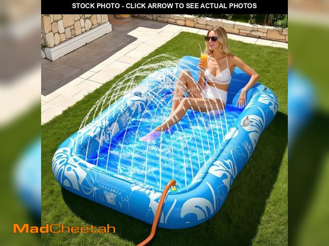 Lot 74-14298245 - Inflatable Tanning Pool Lounger Float with Sprinkler, 77" x 48" Pool Floats Adult with Pillow, 6 in ...