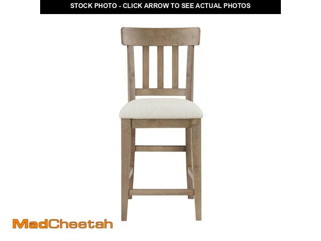 Lot 74-12872274 - Steve Silver Napa 26 in. Weathered Sand Counter Chair with Cream Cushion Seat (Set of 2) - UNUSED