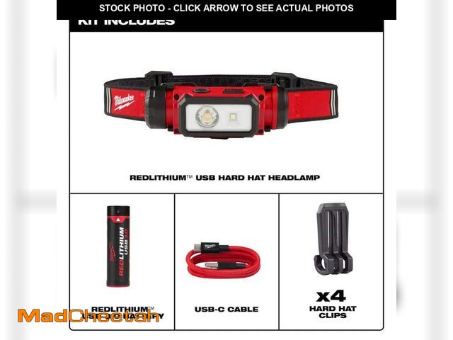 Lot 74-13771333 - Milwaukee 600 Lumens LED REDLITHIUM Hard Hat Headlamp - UNUSED