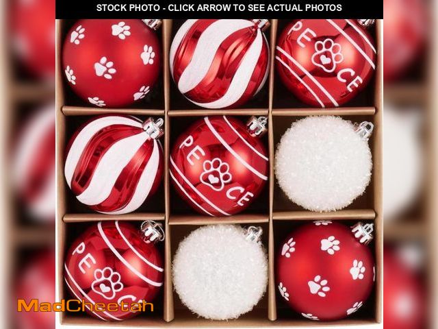 Lot 74-12362762 - DECOR BY HANNAH DecorbyHannah 9ct 80mm Christmas Ball Ornaments, Red and White Christmas Ornaments, ...