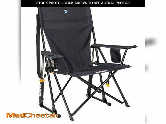 Lot 74-13780894 - GCI Outdoor Comfort Pro Rocker Foldable Rocking Camp Chair with Solid Backrest, Dark Charcoal - UNUS...