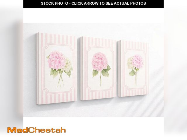 Lot 74-14383253 - MTFBWY Pink Hydrangea Floral Canvas Wall Art Set of 3 Vintage Cottagecore Botanical Canvas Prints Sh...