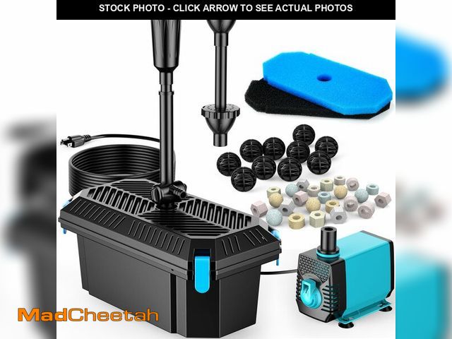 Lot 74-12704862 - POPOSOAP Pond Filter with Pump Fountain Kits, 660GPH Pond Filter with 40W Pond Pump &amp; Fountain K...