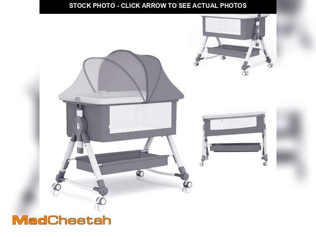 Lot 74-12679145 - KFeng Baby Bassinet with Changing Table &amp; Wheel,Adjustable Height for 0-36 Months,Gray - UNUSED