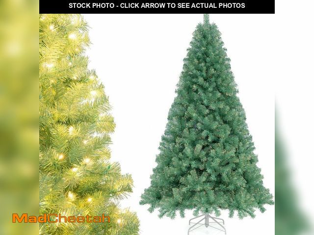 Lot 74-14281614 - COSTWAY 7.5 FT Pre-lit Christmas Tree, Realistic Xmas Tree with 1300 Branch Tips, 550 Warm Lights, 8...