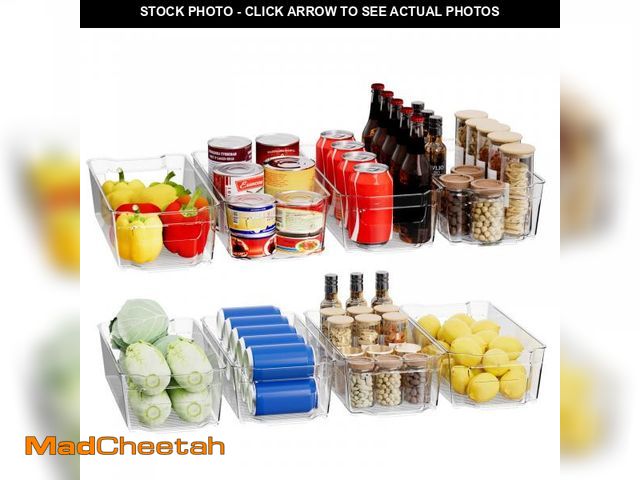 Lot 74-11555883 - Refrigerator Organizers and Storage, 8-PACK Storage Organizer Bins, Clear Plastic Storage Bins with ...