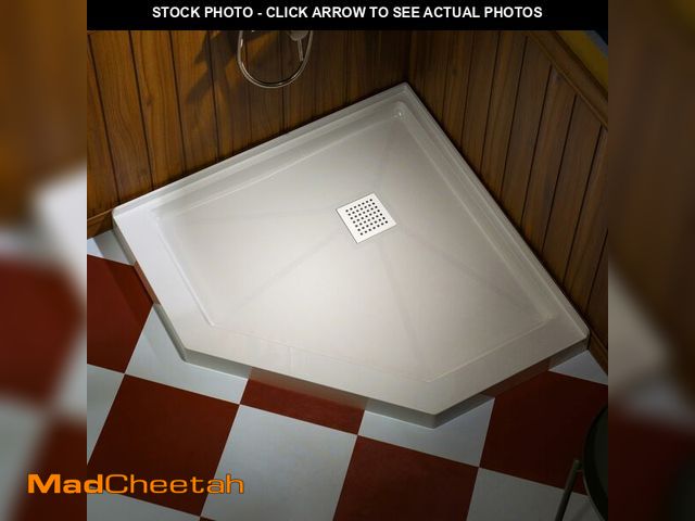 Lot 74-12662274 - WOODBRIDGE 34" x 34" Neo-Angle Solid Surface Shower Base, Corner Shower Pan with Slip-Resistant Surf...