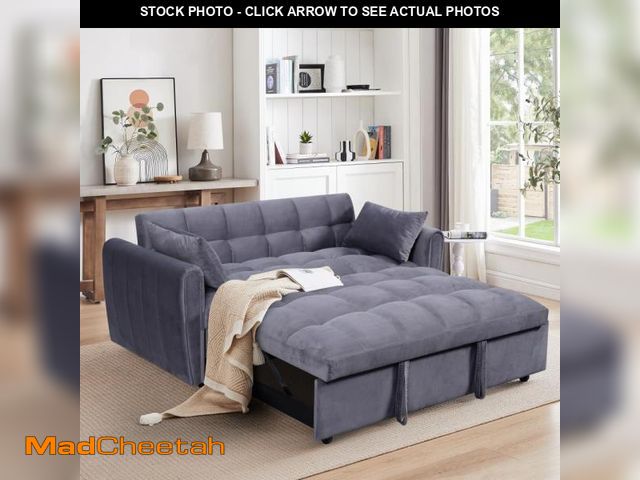 Lot 74-12406359 - RadiantName 64.9 "3-in-1 Foldable Large Size Sofa Bed, Modern Velvet Double Sofa, Sofa Bed with Adju...