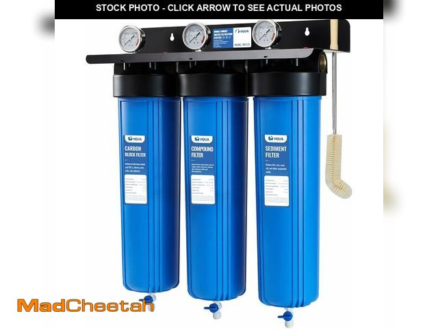 Lot 74-12954356 - HQUA WF3-01 3-Stage Whole House Water Filtration System, Reduces Heavy Metals (Lead, Mercury, Copper...
