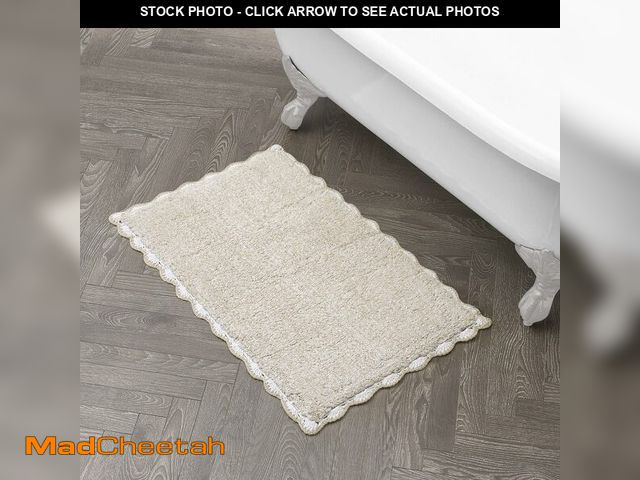 Lot 74-13041479 - Laura Ashley Heathered Crochet Border 100% Cotton 20"x32" Skid-Resistant Bath Rug, Taupe Sandshell -...