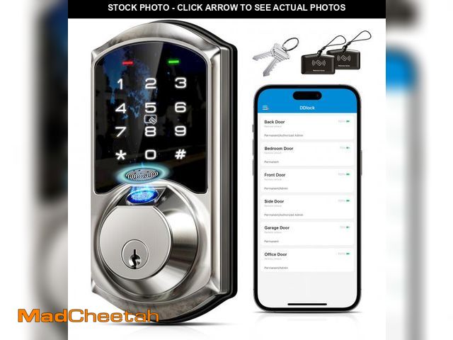 Lot 74-12314769 - Veise VE07 Fingerprint Smart Lock for Front Door, 7-in-1 Keyless Entry Deadbolt with App Control, El...