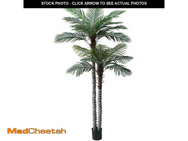 Lot 74-14250997 - Nafresh 8ft Tall UV Resistant Faux Palm Tree, 96in Artificial Palm Tree Indoor Outdoor, Fake Tree wi...