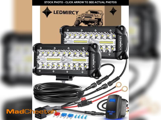 Lot 74-12309225 - LEDMIRCY 7 Inch LED Light Bar Kit with Rocker Switch Wiring Harness 2PCS LED Pod Lights Triple Rows ...