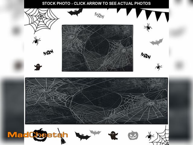 Lot 74-12969442 - ArtSocket Non Skid Washable Kitchen Rug Set, Spider Halloween Runner, Spooky Spiderweb Gothic Floor ...