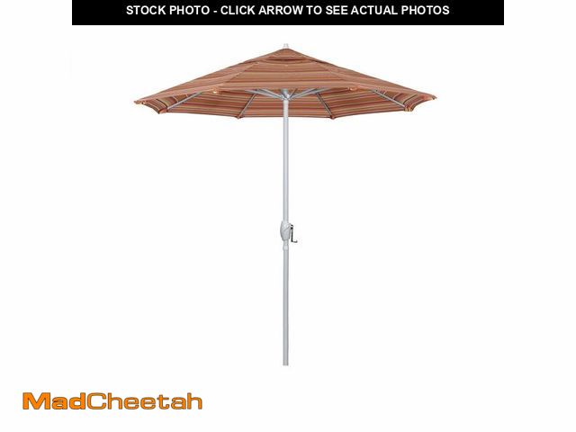 Lot 74-12898233 - California Umbrella 7.5' Rd Aluminum Patio Umbrella, Crank Lift, Auto Tilt, White Finish, Sunbrella ...