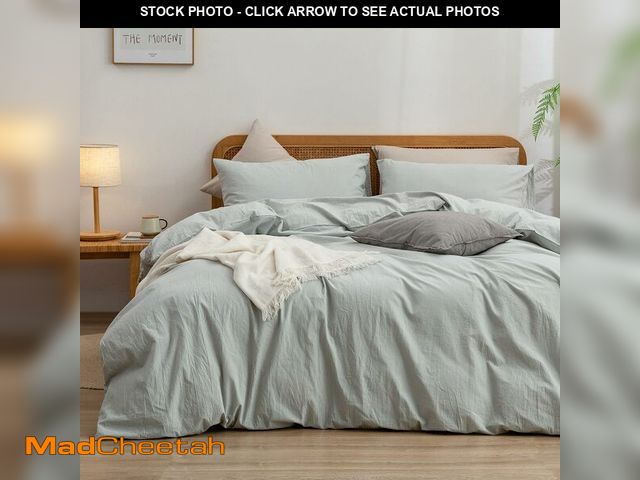 Lot 74-12709896 - BESTOUCH Duvet Cover Set 100% Washed Cotton Linen Feel Super Soft Comfortable Chic Lightweight 2 PCs...